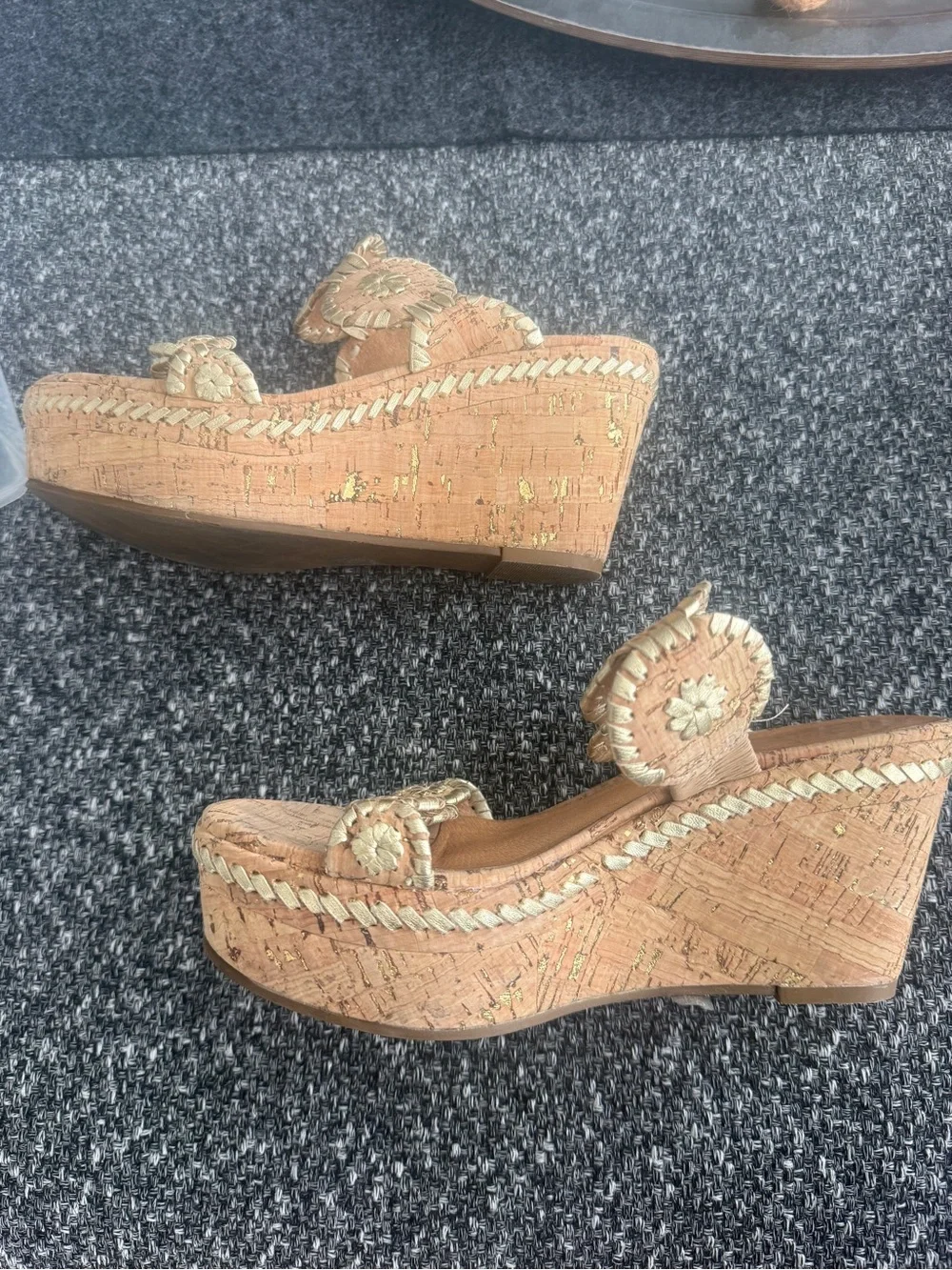 Jack Rogers Tan and Cream Cork Slip-On Mules - Picture 3 of 4